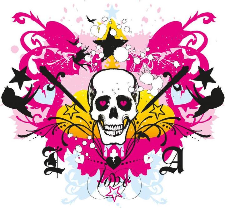 Actual product image LA Ink Skull in color chaos (60 x 56 cm)