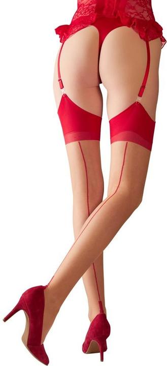 Produktbild Cottelli Collection Strapsstrümpfe mit roter Naht (2)