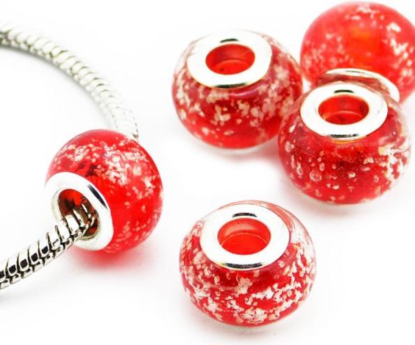 Produktbild Hermex Glas Bead Perle versilbert 925 - Rot (Silber 925, Glas)