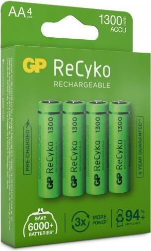 Produktbild GP Batteries GP - ReCyko NiMH 130AAHCE Rechargeable Batteries, 4-Pack (4 Stk., AA, 1300 mAh)