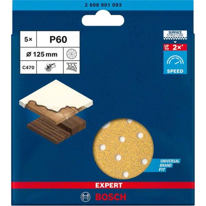 Actual product image Bosch Professional Zubehör Expert C470 Sandpaper multi-hole for random orbital sander, 125 mm, G 60, 5 pcs. (60)