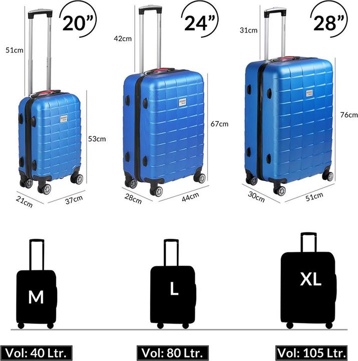 Image du produit Monzana Set de valises (75 l, M (50 - 90l), XL (à partir de 115l))