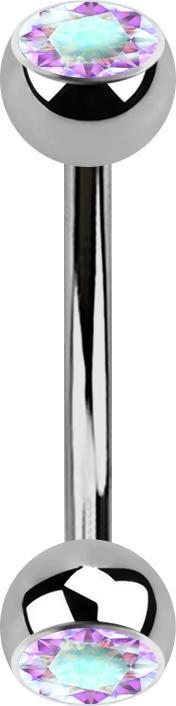 Immagine prodotto Star Piercing Banane silber mit zwei Kugeln Kristall multicolor (senza ottone, Titanio G23)