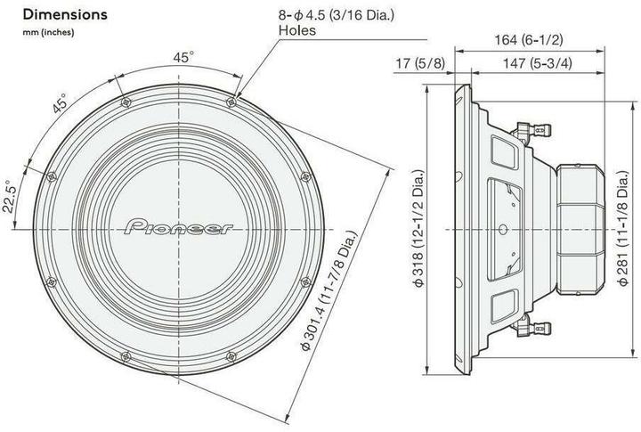 Actual product image Pioneer Subwoofer 30cm dual (1500 W)