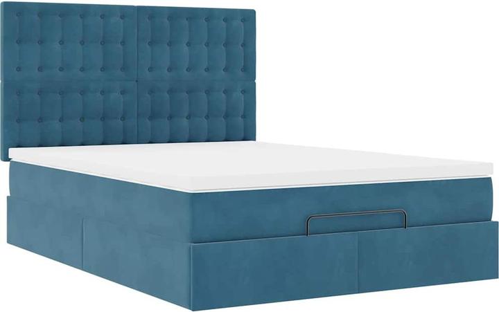 Produktbild VidaXL Ottoman-Bett mit Matratzen & LEDs Dunkelblau 140x190 cm Samt (140 x 190 cm)