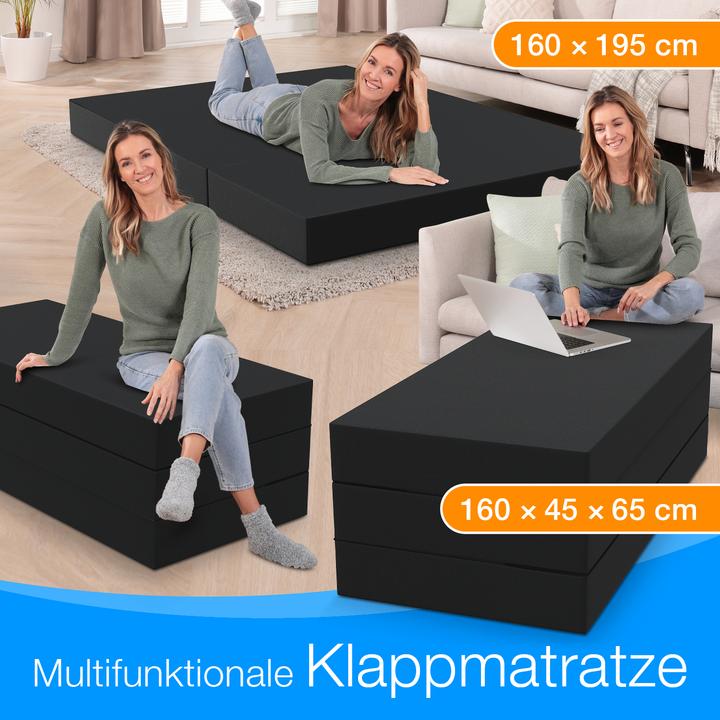Produktbild Bestschlaf Klappmatratze, 3-teilige Faltmatratze, Reisebett, Gästematratze (160 x 195 cm, Schaumstoffkern)