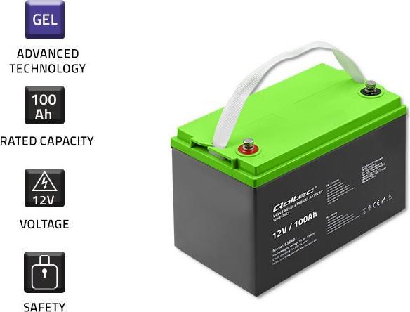Actual product image Qoltec 53080 Gel Battery 12V 100Ah (12 V, 100 Ah)