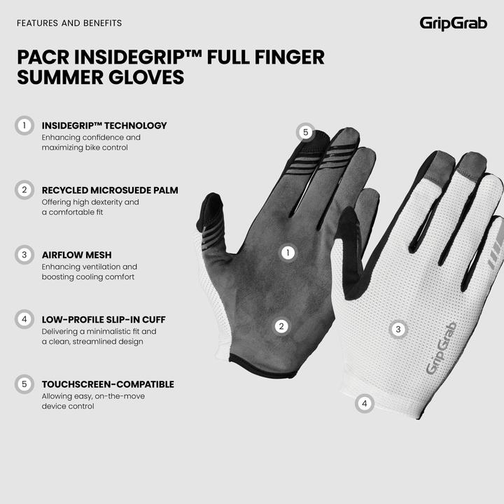 Image du produit GripGrab PACR InsideGrip™ Full Finger Summer Gloves (L)
