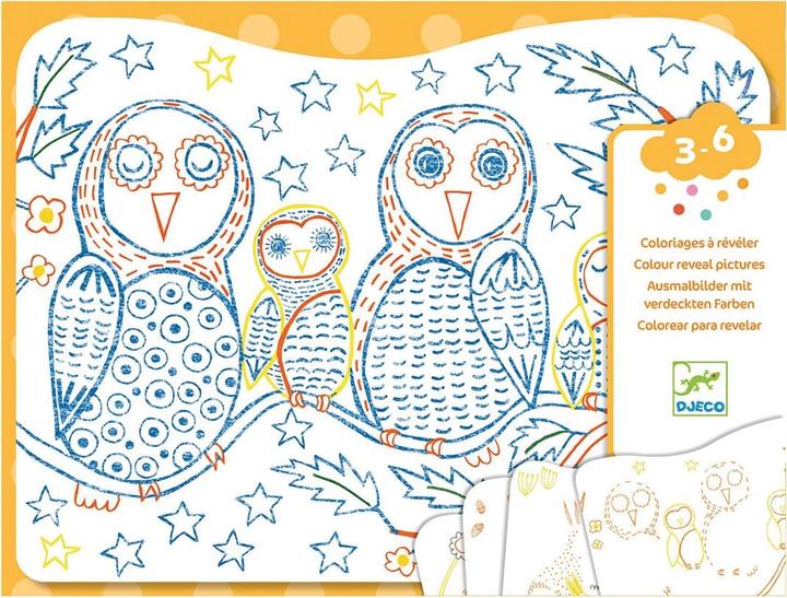 Image du produit Djeco Coloriage couleurs cachées famille de hiboux