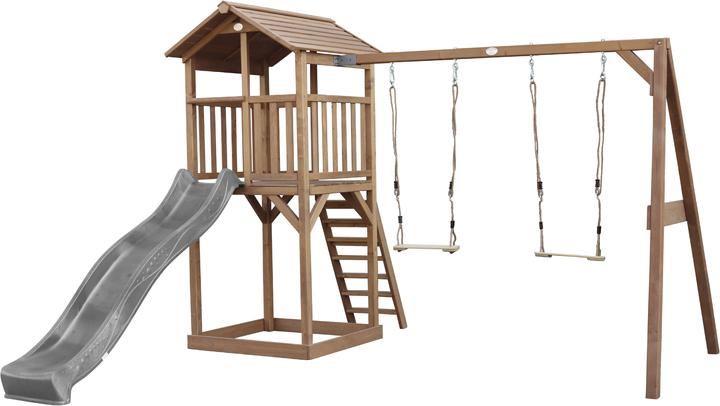 Axi Beach Tower Spielturm mit Doppelschaukel Braune - Graue Rutsche
