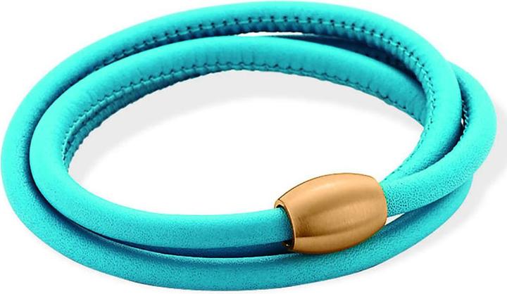 Immagine prodotto Xen Bracciale in pelle turchese con chiusura magnetica placcata oro rosa Lunghezze a scelta (53 cm, Pelle e acciaio inossidabile)
