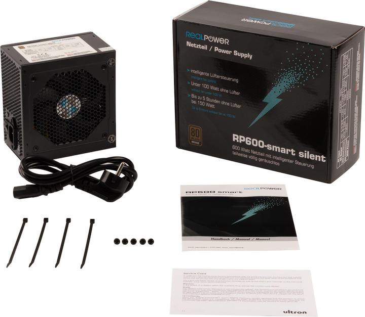 Actual product image RealPower Power supply SMART SILENT 80+ bronze APFC EuP (600 W)
