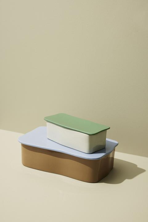Immagine prodotto Hübsch Organizzatore da scrivania Amare Piccolo Sabbia/Verde (24 x 11 x 7 cm, 800 l)