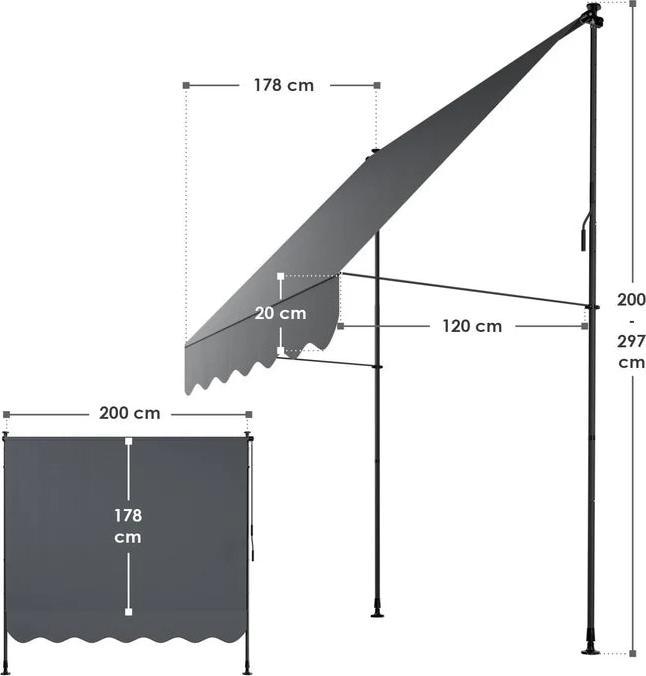 Actual product image Juskys Klemmmarkise Kapstadt (2 m)