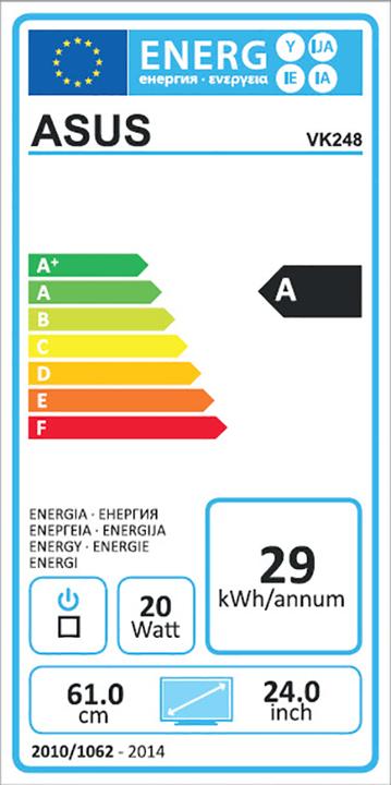 Energie-Label ASUS Vk248h (1920 x 1080 Pixel, 24")