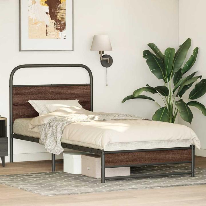 Produktbild VidaXL Bettgestell ohne Matratze 100x190 cm Braun Eichen-Optik (100 x 190 cm)
