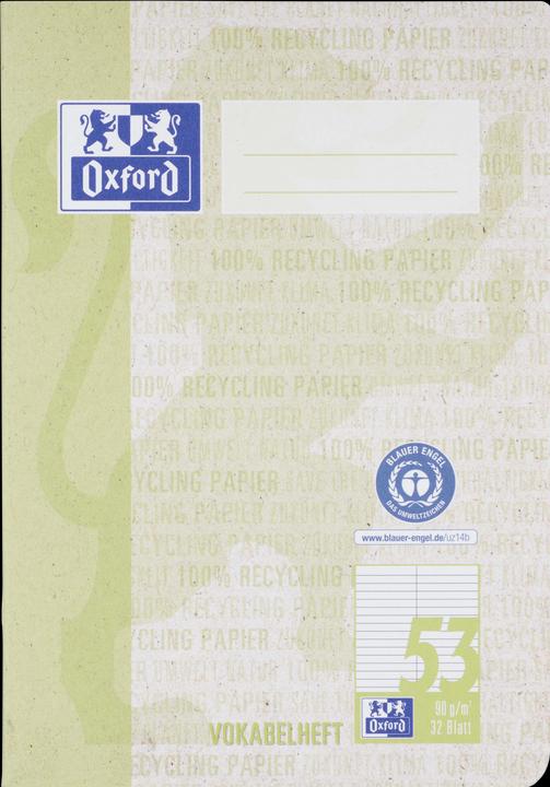 Actual product image Oxford Recycling vocabulary notebook, A5 (A5, Special ruling, Hardcover)