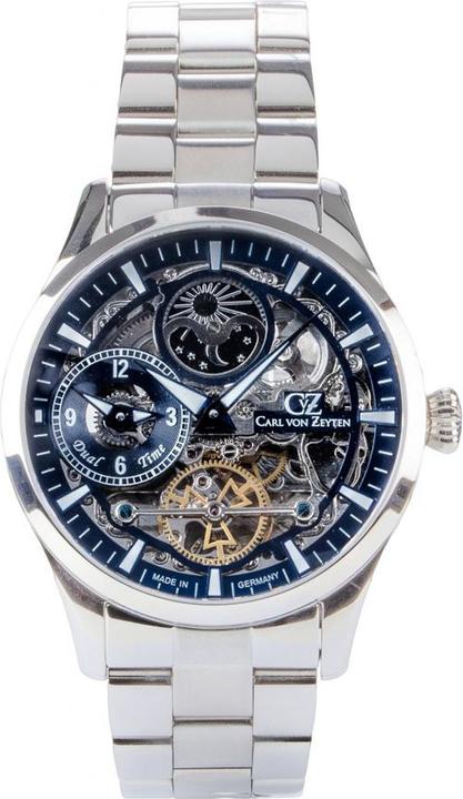 Actual product image Carl von Zeyten CVZ0063BLMS Freiburg Automatic Dual Time 44mm (Analogue wristwatch, 44 mm)