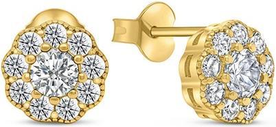 Actual product image Brilio Silver - Elegant gold-plated earrings with zircons Flowers EA331Y