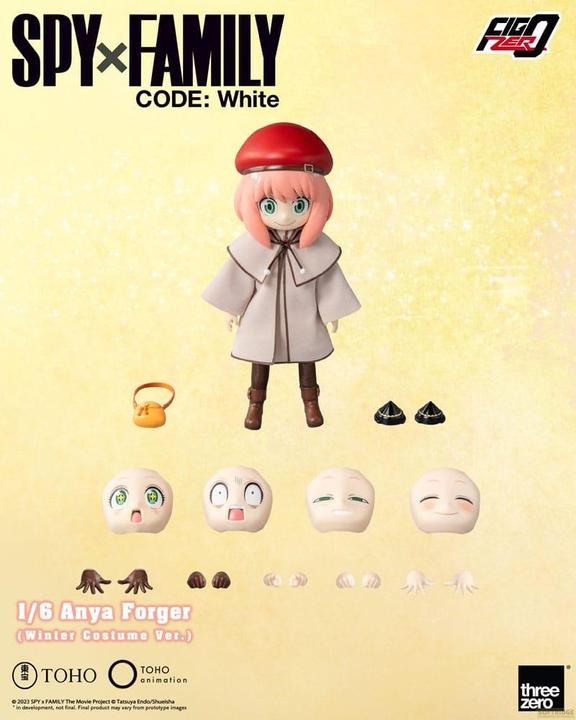 Actual product image ThreeZero Spy x Family Code: White FigZero Action Figure 1/6 Anya Forger Winter Costume Ver. 17 cm
