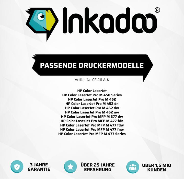 Produktbild Inkadoo Toner multipack kompatibel zu HP CF410A + CF252XM / 410A enthält 4x Tonerkartusche (M, C, Y, BK)