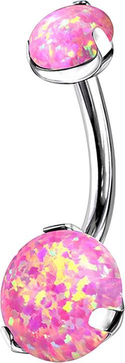 Immagine prodotto Star Piercing Banana d'argento con due opali rosa (senza ottone, Titanio G23)