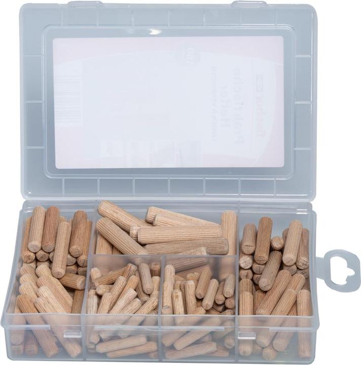 Image du produit Fischer Aides pratiques Glue & Connect, boîte d'assortiment avec 160 chevilles en bois, set pour des (160 pcs)