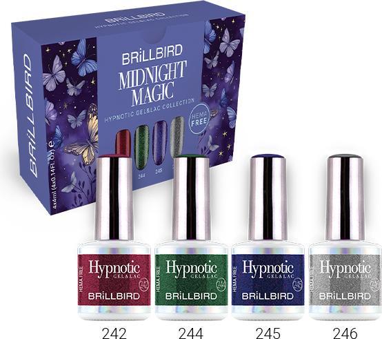 BrillBird Hypnotic Gel&Lack Set Midnight Magic 4x4ml (Gel-Effekt Nagellack)