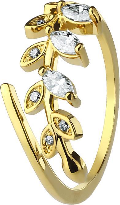 Image du produit Star Piercing Bague plaquée or 14k avec feuille de cristal (54, Or 917/22 K)