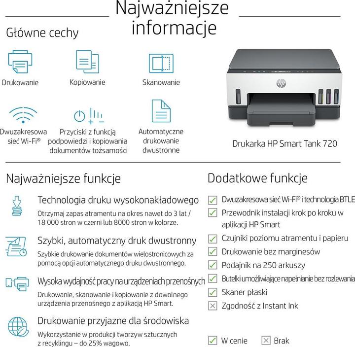 Produktbild HP Smart Tank 720 Thermal Inkjet DPI pro Minute WLAN (Thermodirekt, Farbe)