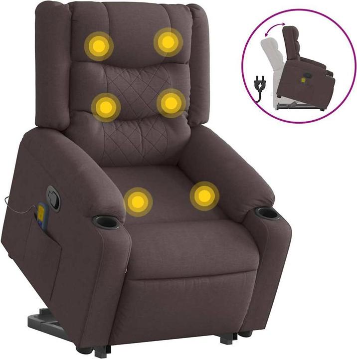 Actual product image VidaXL Massage chair with stand-up aid dark brown fabric