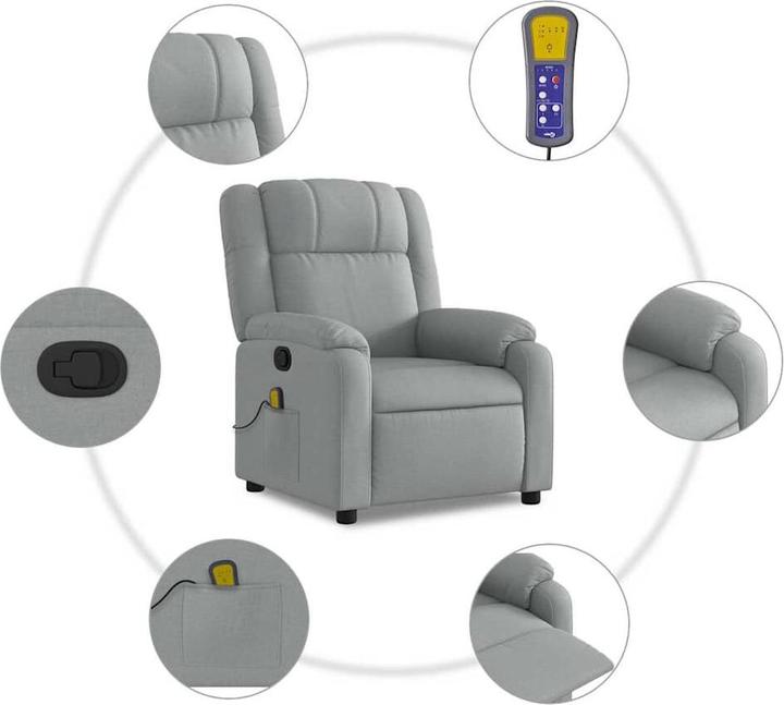 Immagine prodotto VidaXL Sedia da massaggio in tessuto grigio chiaro,Colore: Grigio chiaro,Materiale: Tessuto