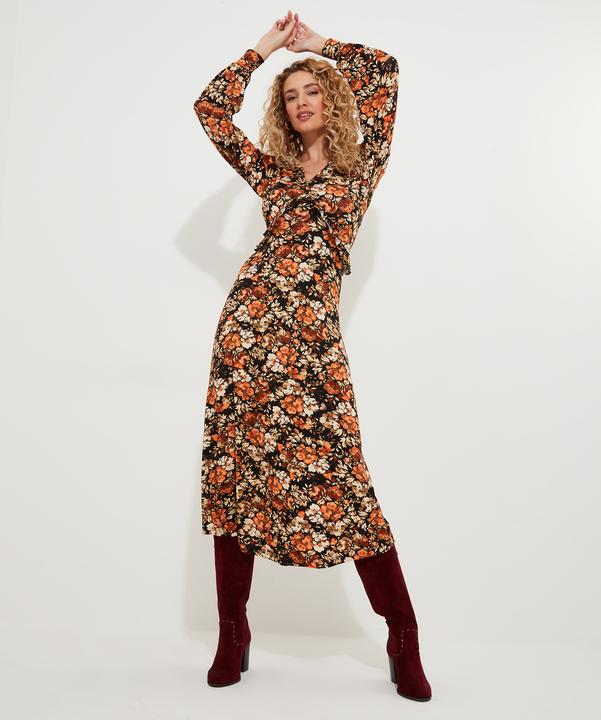 Produktbild Joe Browns PETITE Autumnal Floral V-Neck Midi Dress (38)