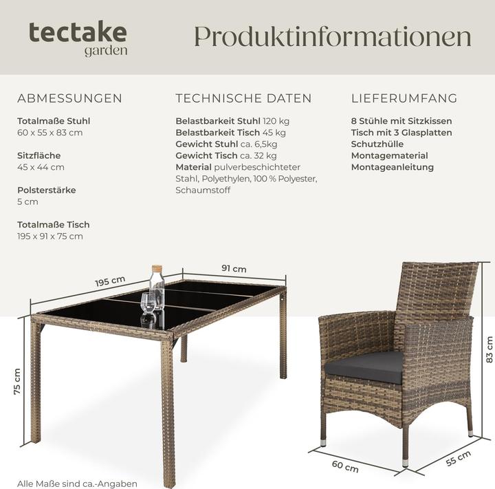 Actual product image tectake Rattan Seating Group Valencia