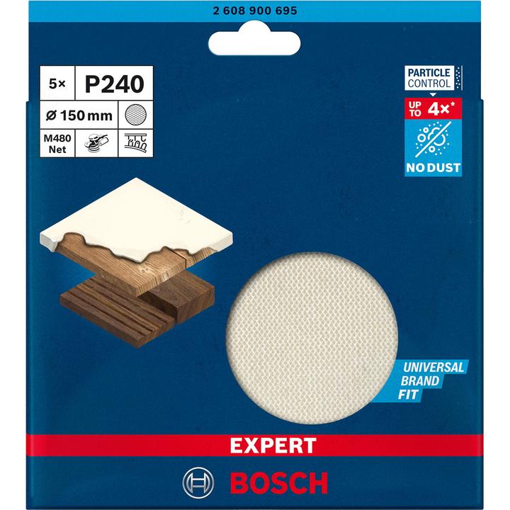 Actual product image Bosch Professional Zubehör Expert M480 Sanding net for random orbital sander, 150 mm, G 240, 5 pieces (240)