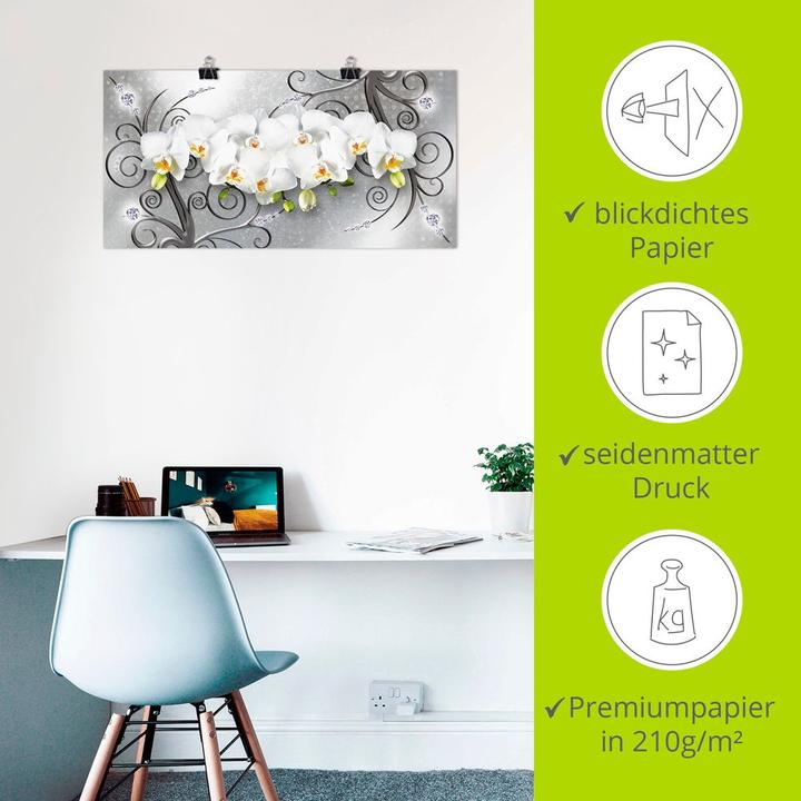 Produktbild Artland weisse Orchideen auf Ornamenten U1QV (40 x 20 cm)
