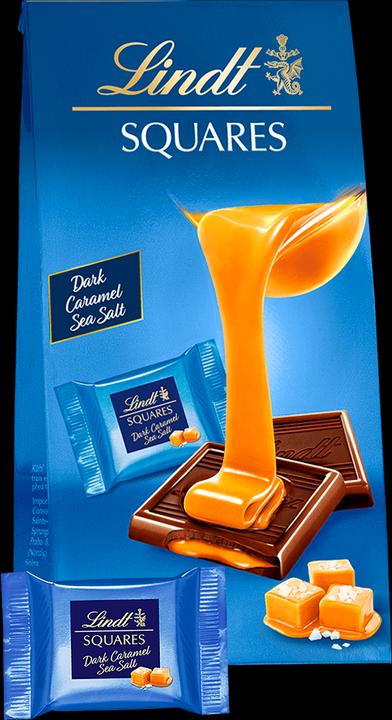 Actual product image Lindt Squares Dark Caramel Sea Salt (144 g)