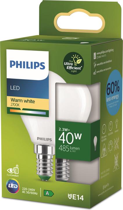 Actual product image Philips Ultra Efficient (E14, 2.30 W, 485 lm, 1 x, A)
