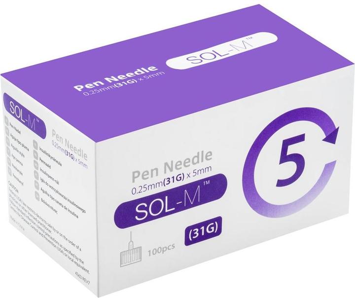 Actual product image Sol-m Pen needle 31G 0.25mmx5mm 100 pcs. (Pen needles + disposable needles)