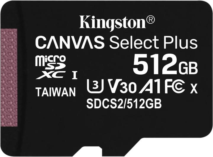 Image du produit Kingston Canvas Select Plus (512 Go, microSDXC, U3, UHS-I)