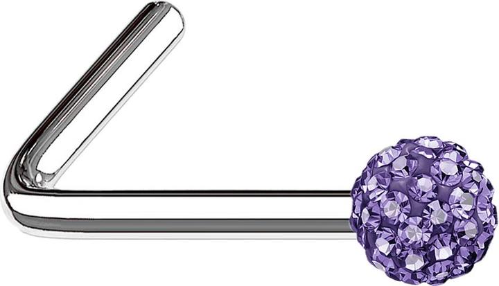 Image du produit Star Piercing Nasenstecker gewinkelt silber Kristallkugel tanzanite (sans laiton, Acier chirurgical 316L)