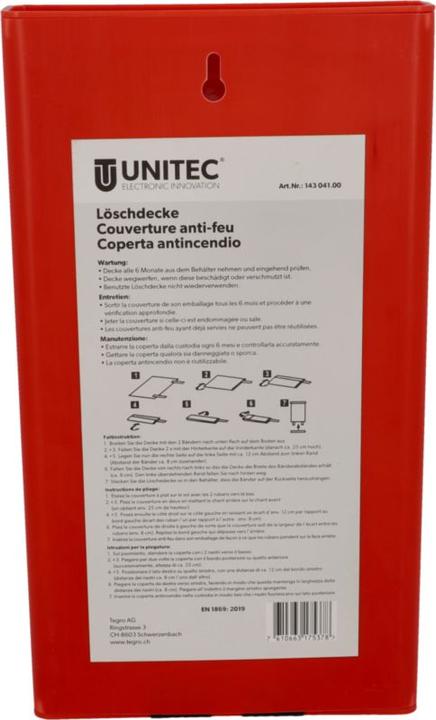 Actual product image Unitec Fire blanket 100 x 100cm