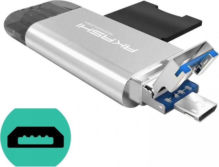 Actual product image Akashi Altsdreader3in1 (Micro USB, USB-C, USB)