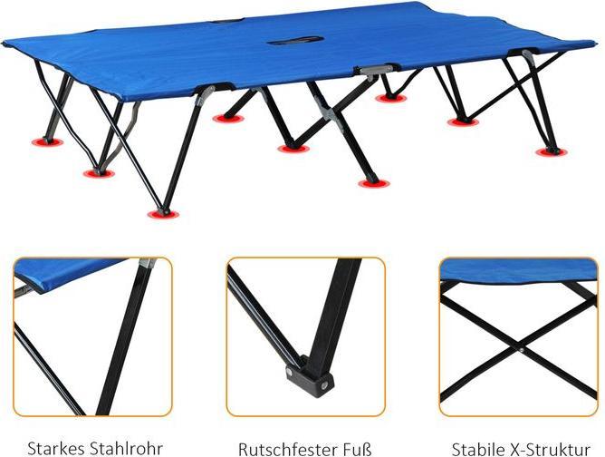 Actual product image Swisshandel24 Folding camping bed for 2 people Camp bed Folding bed with carrying bag, load capacity up to 136 kg