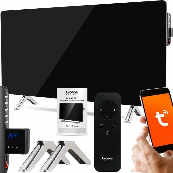 Actual product image Cronos Promiennik podczerwieni Synthelith CRG-720TWP 720W szklany czarny z WiFi i pilotem (720 W)