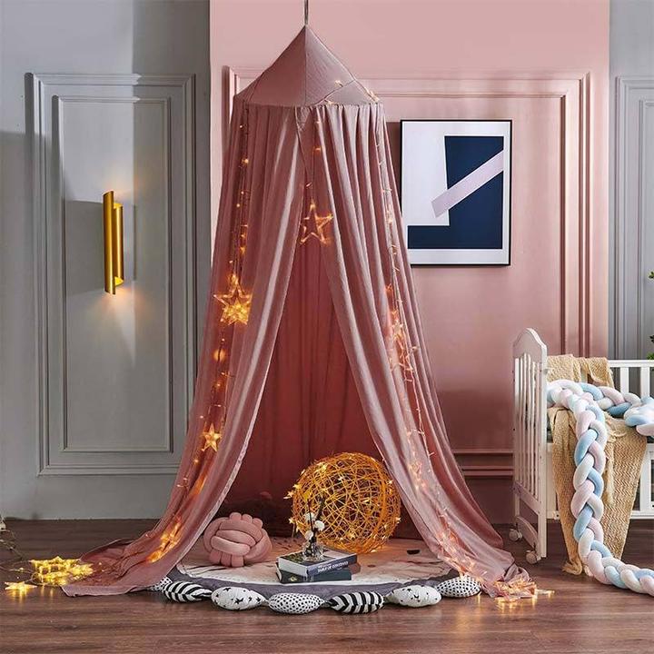 Produktbild Activity Board Betthimmel Babybett, Kinder Moskitonetz Spitze Baldachin, Mädchen Prinzessin Baumwolle Bettvorhang
