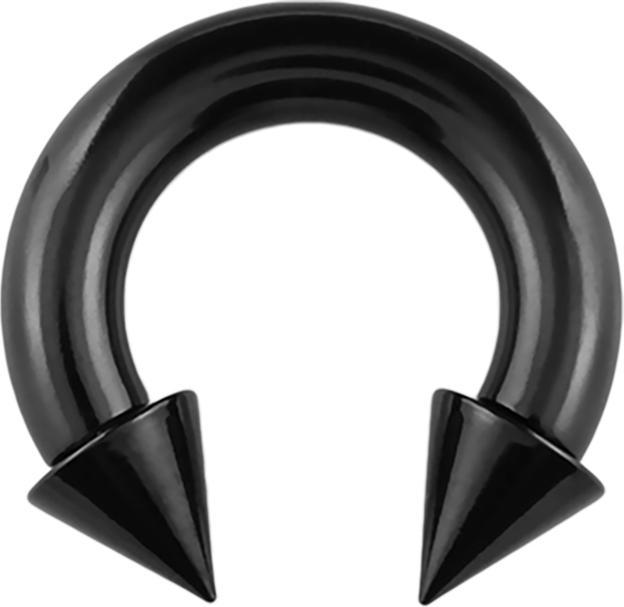 Star Piercing Circular Barbell Innengewinde schwarz mit zwei Cones (ohne Messing, Chirurgenstahl 316L)