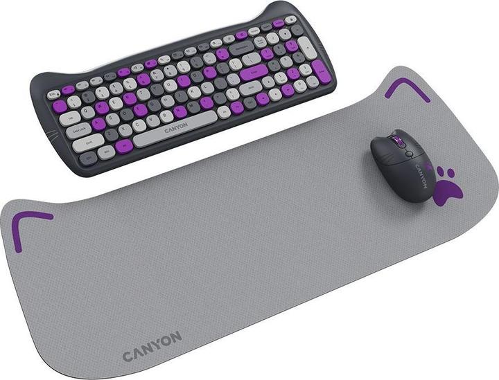 Produktbild Canyon Computertastatur HSET-W6 DE Tastatur+Maus Kitty Edition AAA+ Kabellos Violett (104 Tasten)