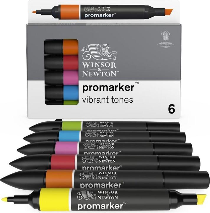 Immagine prodotto Winsor & Newton 0290110 ProMarker, Marcatore professionale per layout - 2 punte, fine e larga per Zeic (Nero, 2 mm, 6 x)