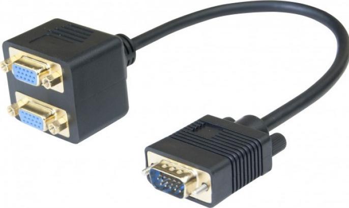 Image du produit Exertis Connect Câble adaptateur VGA, 0,3 m, mâle à 2 x femelle Splitter VGA, passif (0.30 m, VGA)